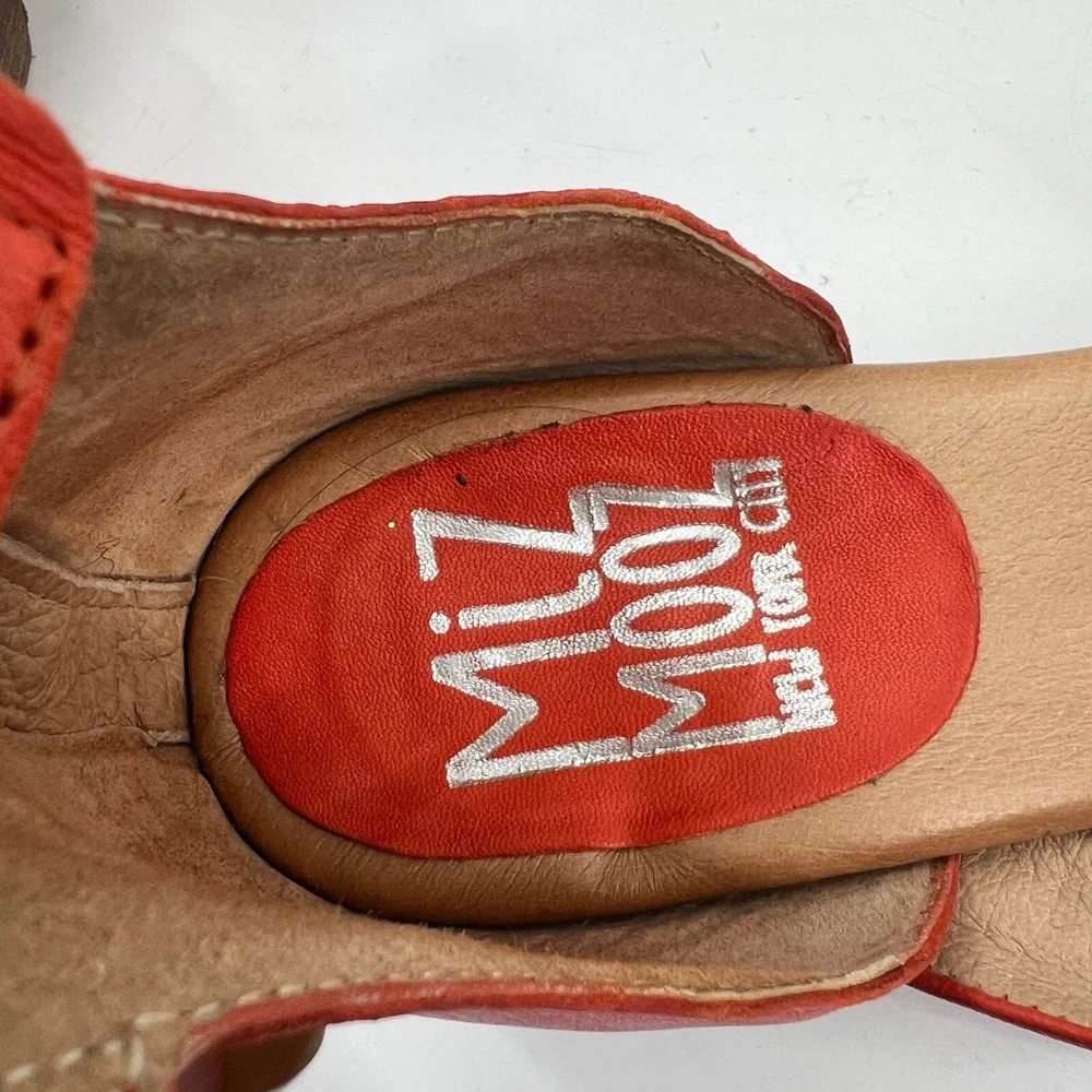 Miz Mooz Cassie Wide Sandals US 8.5W/9W EU 39W Orange Boho Leather Ankle Block